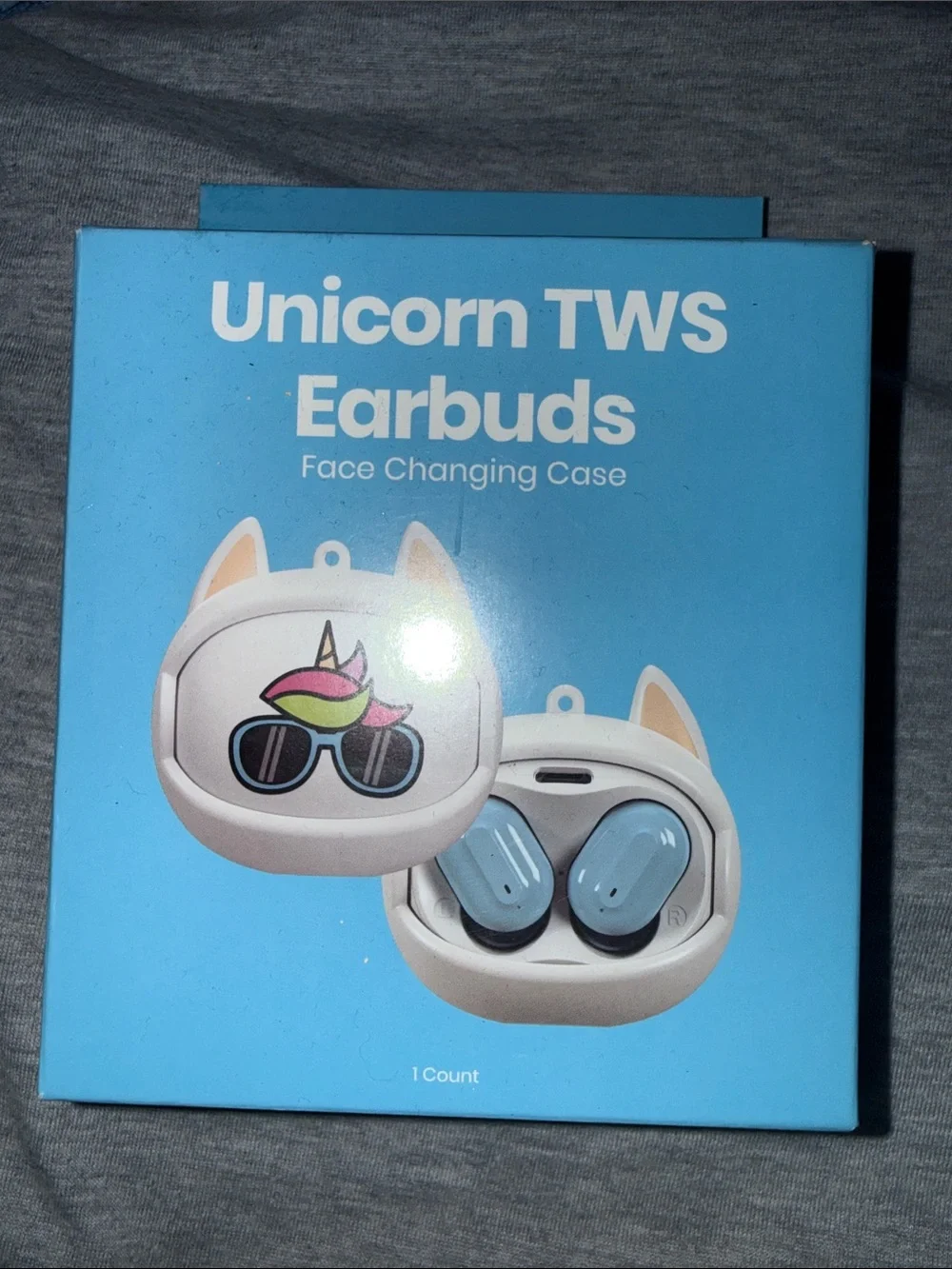 Unicorn TWS Earbuds Face Changing Case - Blue
